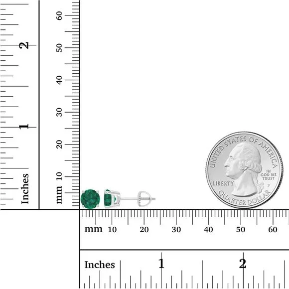 Women Round Genuine Birthstone Solitaire Screwback Stud Earrings 14K Gold 6mm - Picture 4 of 6